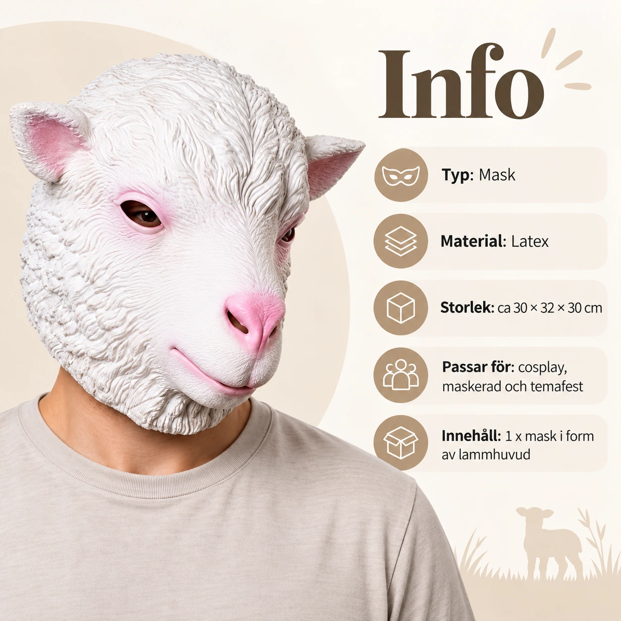 Mask lammhuvud i latex