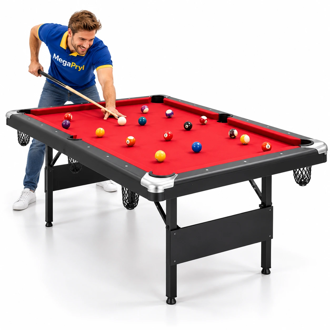 Hopfällbart biljardbord 192 cm med tillbehör