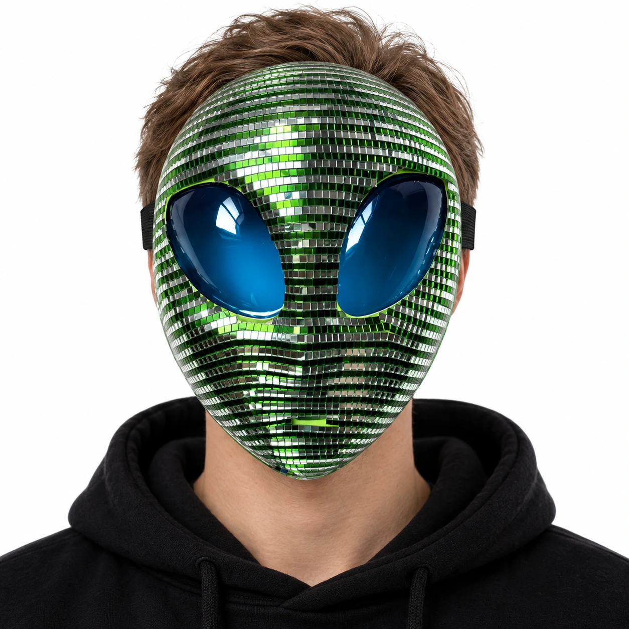 Alienmask för maskerad och festival med spegeleffekt