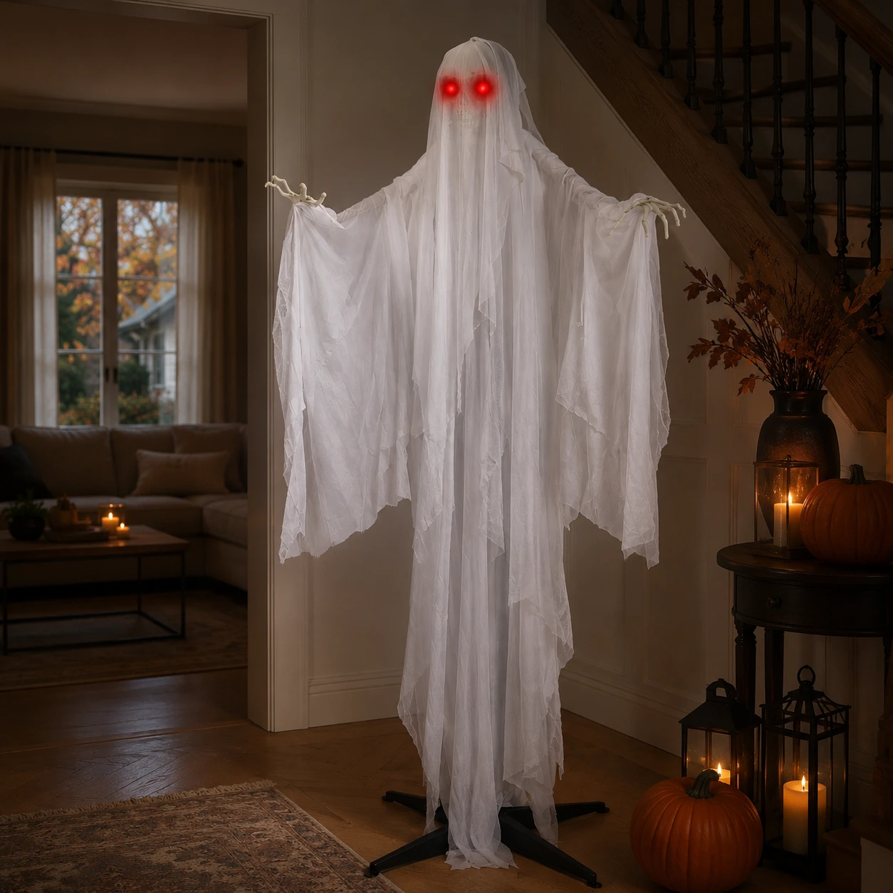 Stående spöke för halloween 1,7 m i vitt