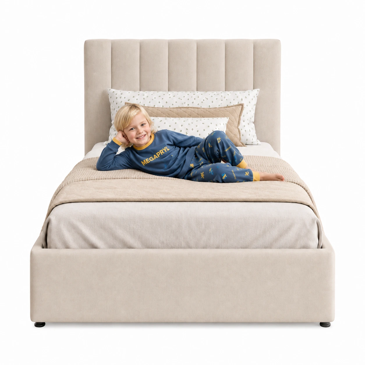 Barnsäng med Lyftförvaring 90x200 cm – Beige