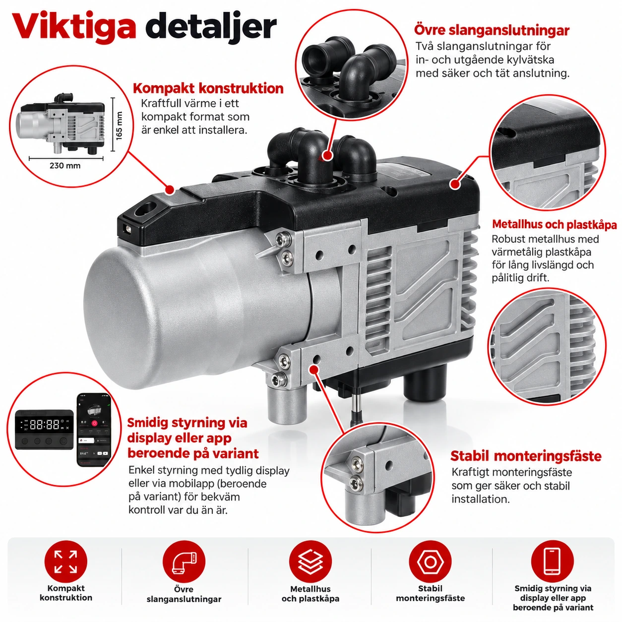 Nestekiertoinen pysäköintilämmitin ajoneuvoon, 12V