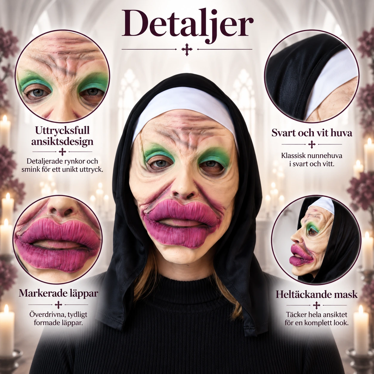 Mask nunna med huva
