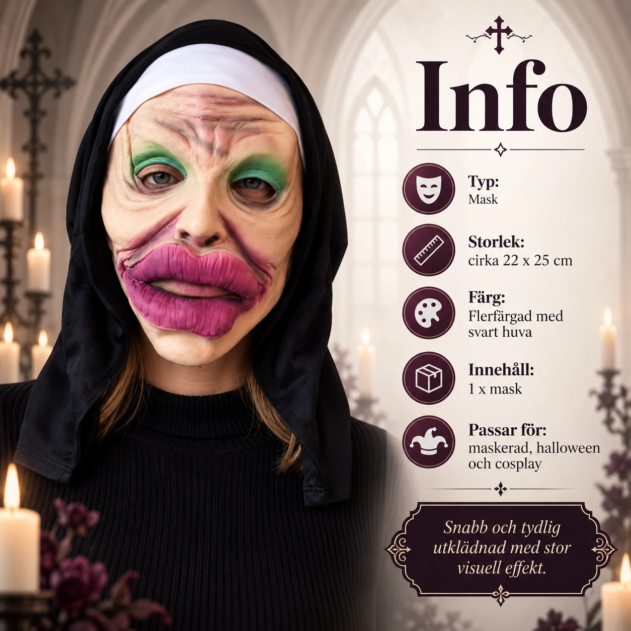 Mask nunna med huva