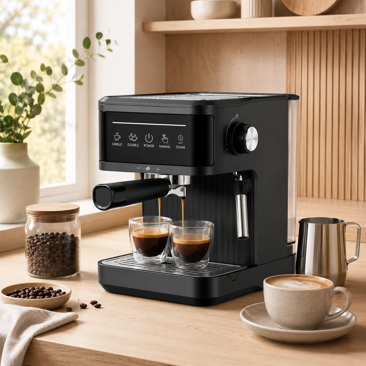 Espressomaskin 20 Bar med Touchskärm och Ångrör