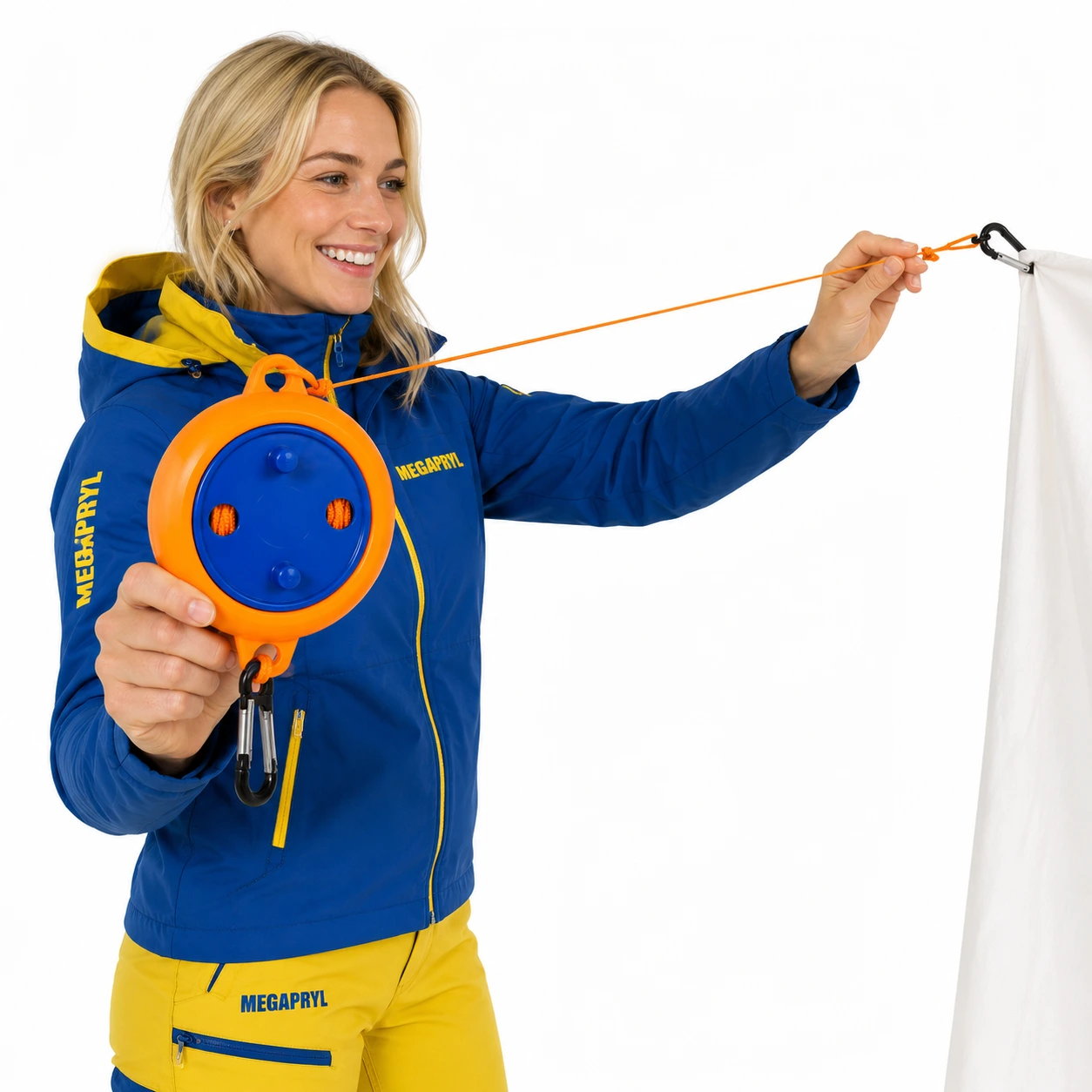 Tvättlina Portabel med Upprullbar Lina