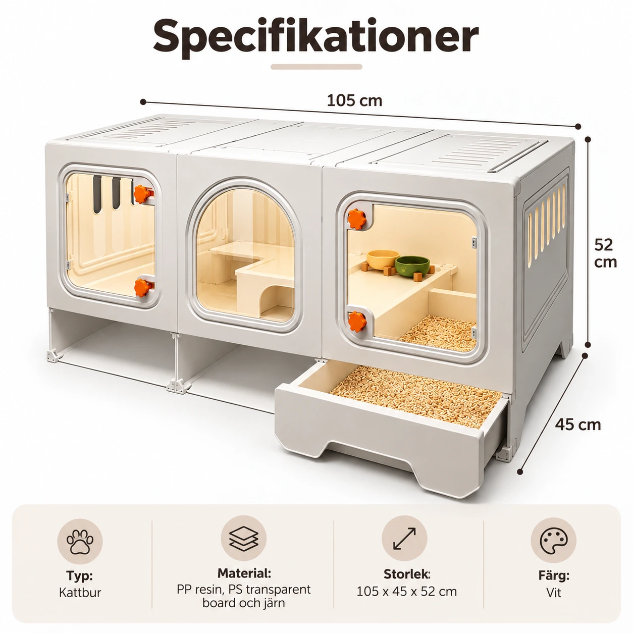 Kissan sisähäkki läpinäkyvillä ovilla