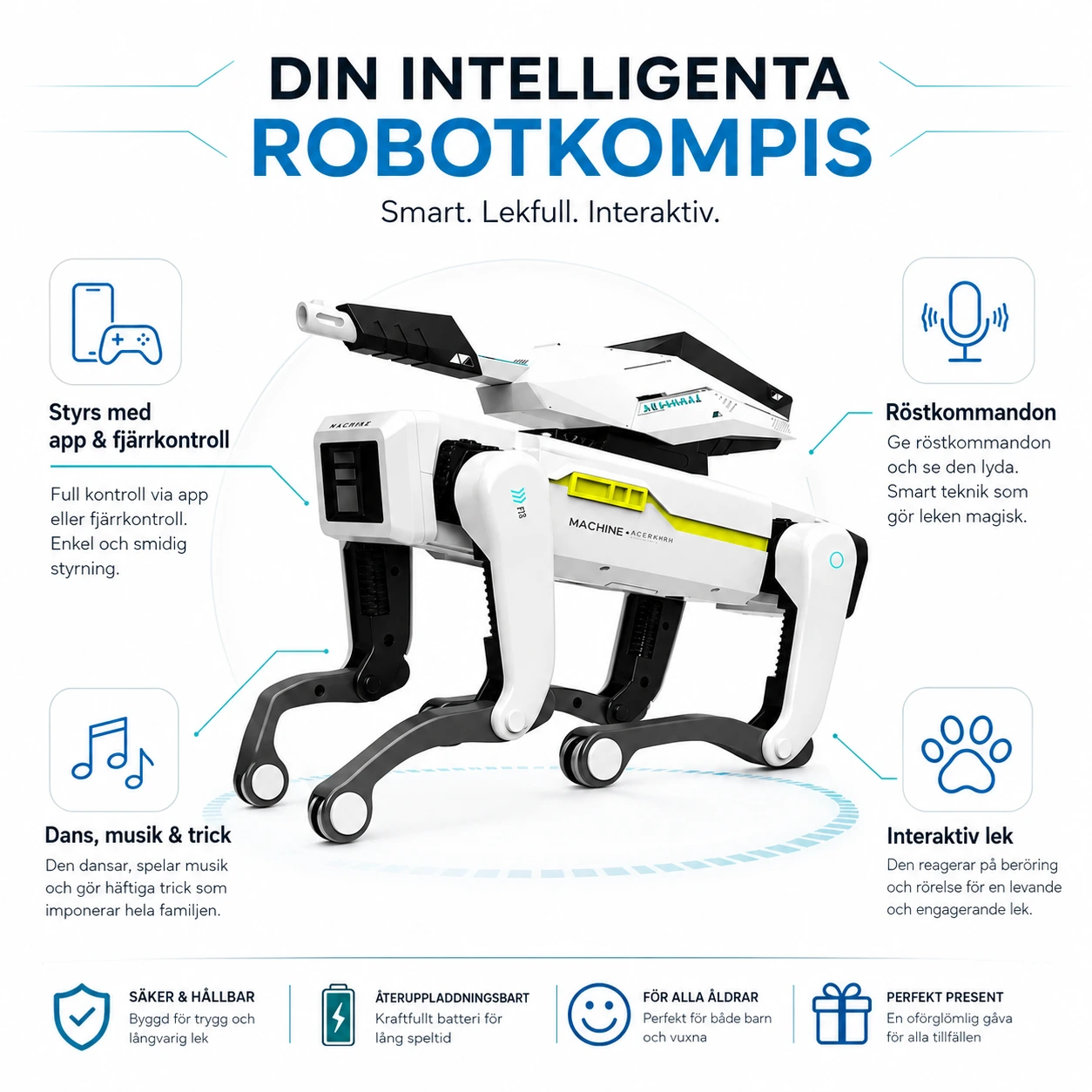 RC robot hund med fjärrkontroll och app