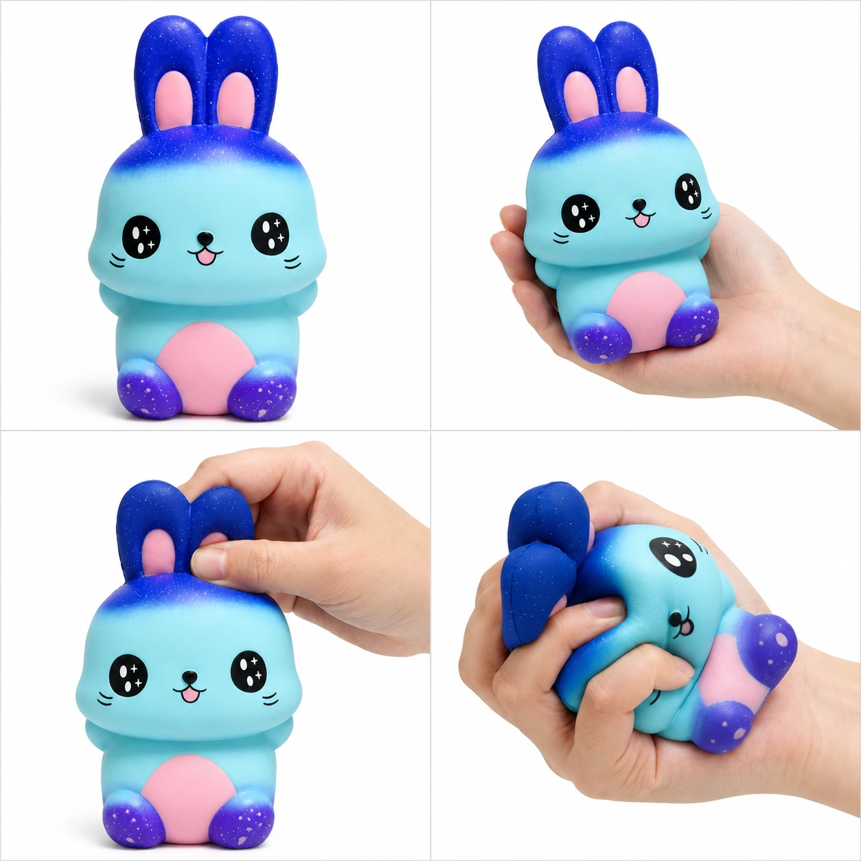 Kanin Squishy Blå – Mjuk Klämleksak