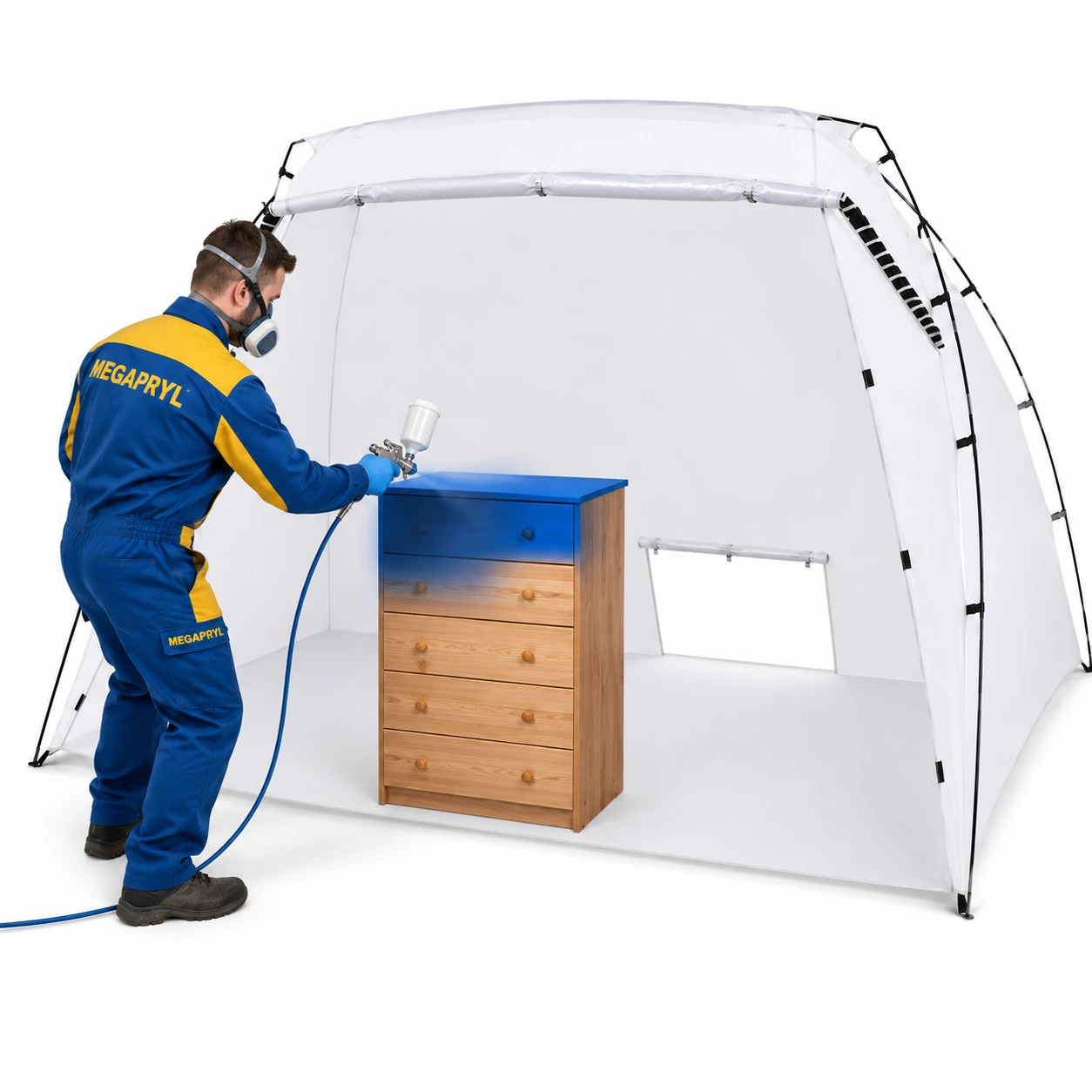 Sprutmålningstält med skyddsfilm