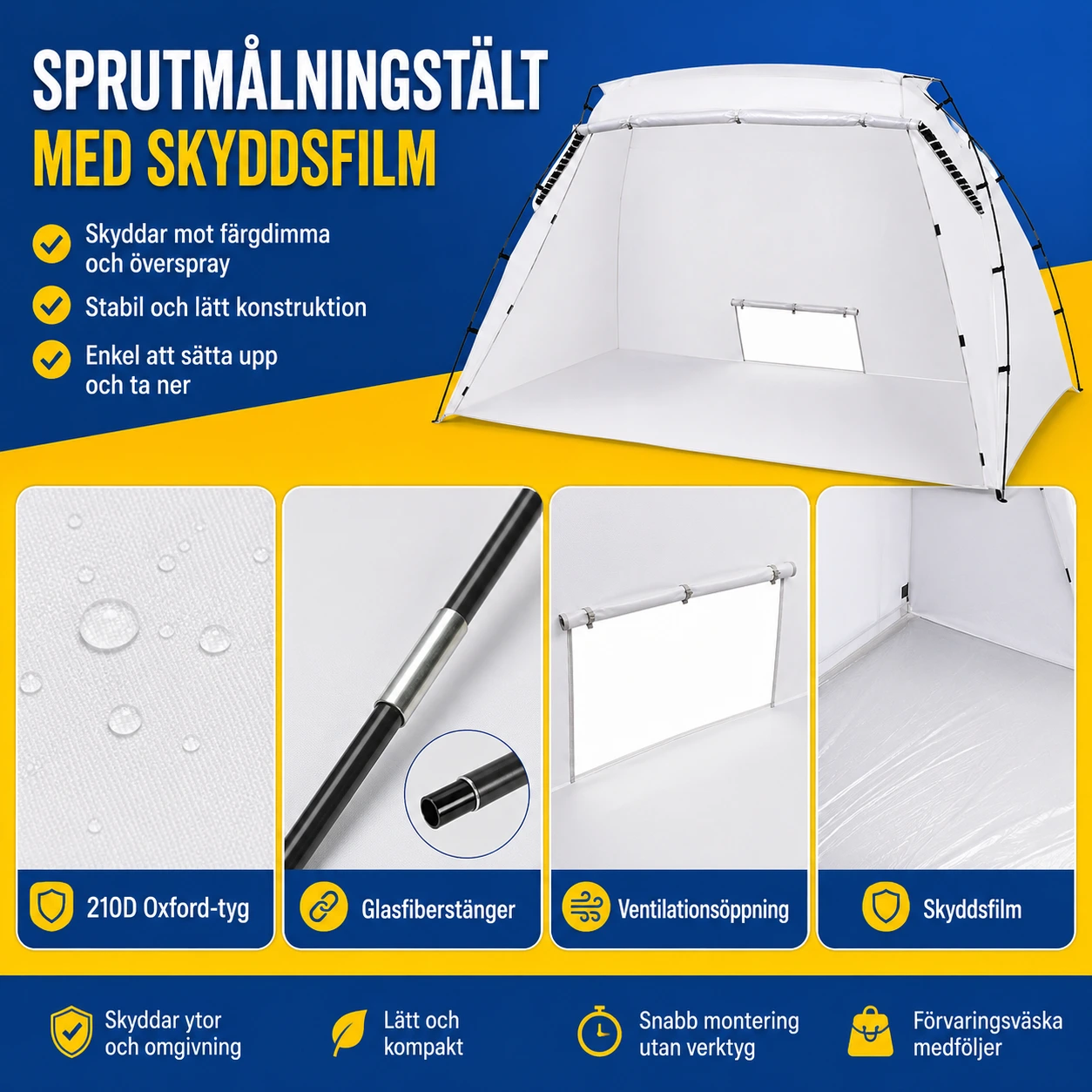 Sprutmålningstält med skyddsfilm