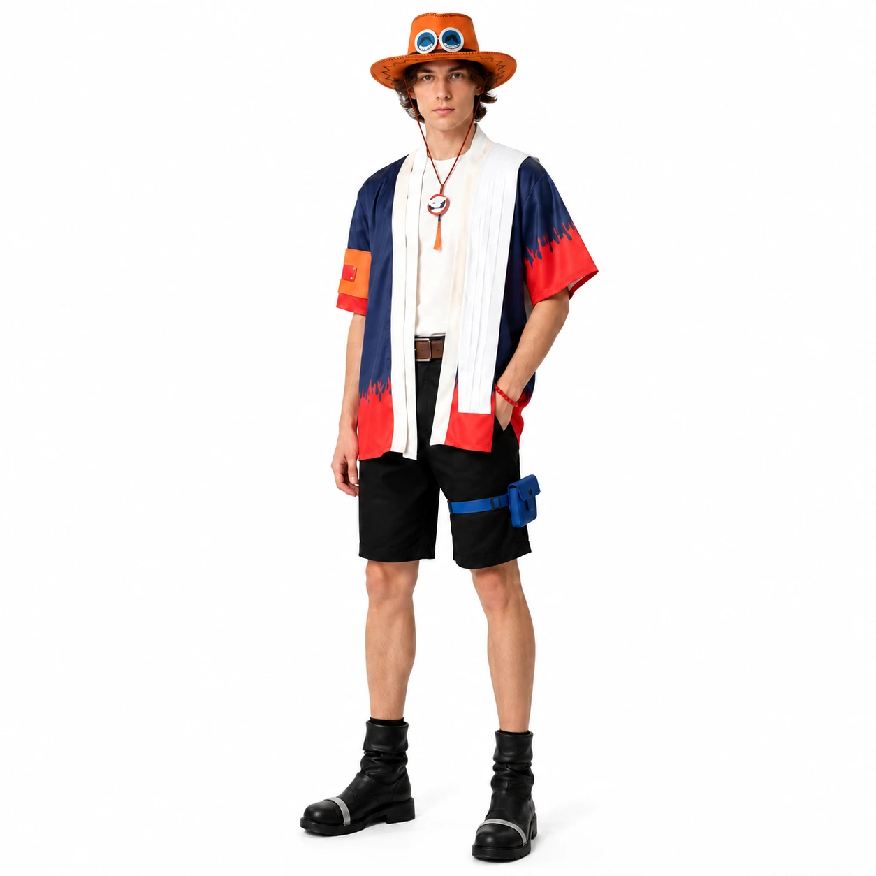 Cosplaydräkt inspirerad av animepirat med valbar hatt