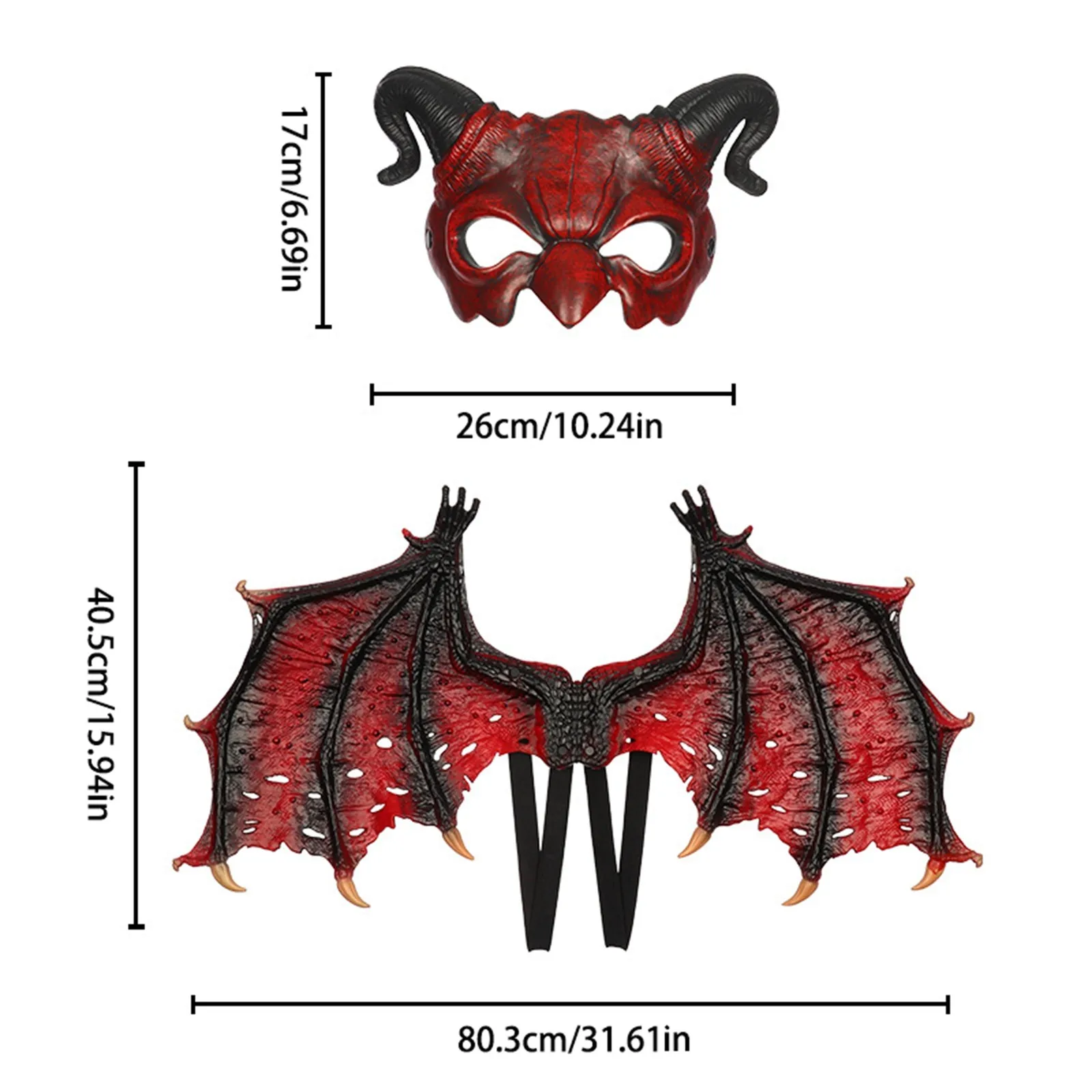 Djävul Vingar och Mask maskeraddräkt - Halloween 5