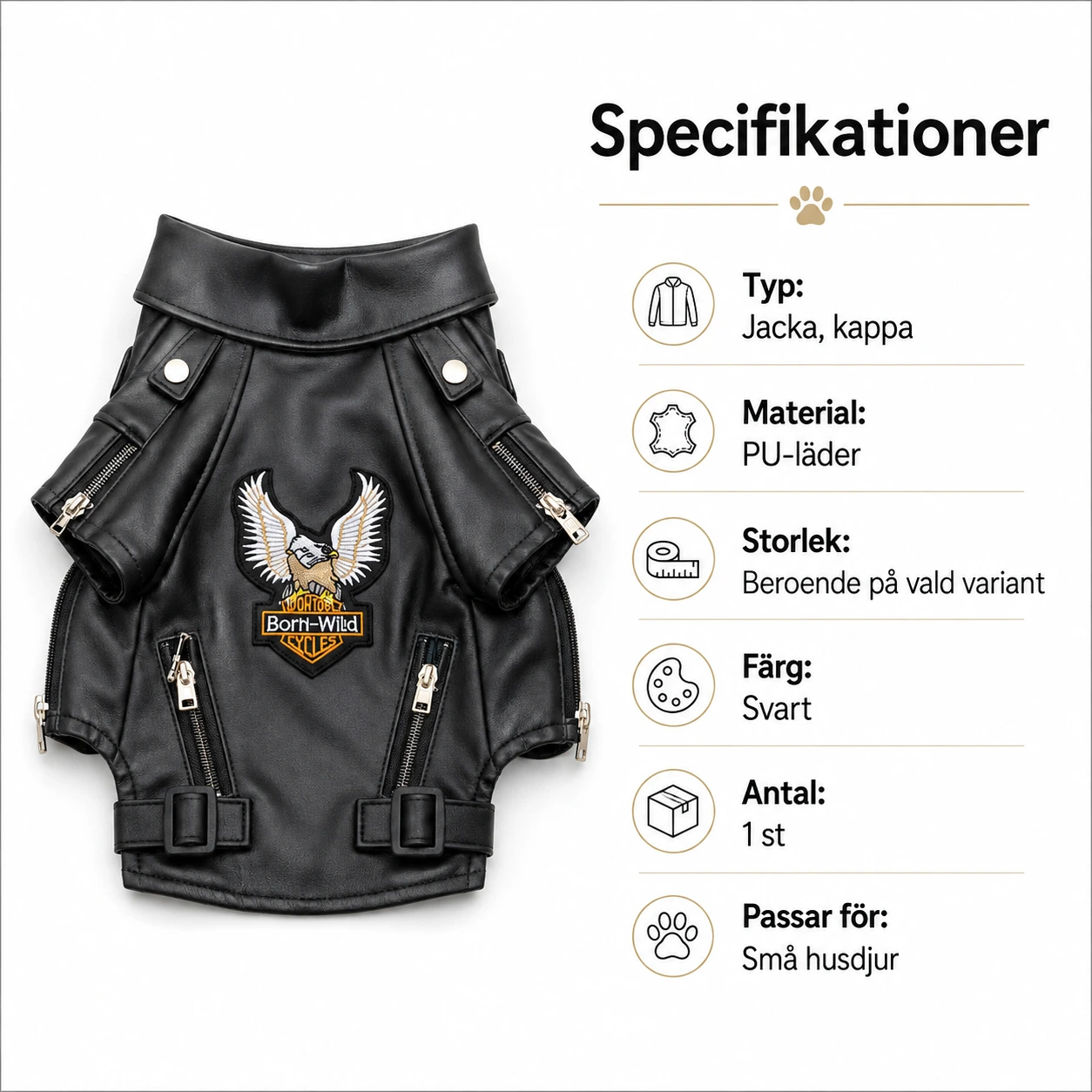Hundjacka i PU-läder för små husdjur