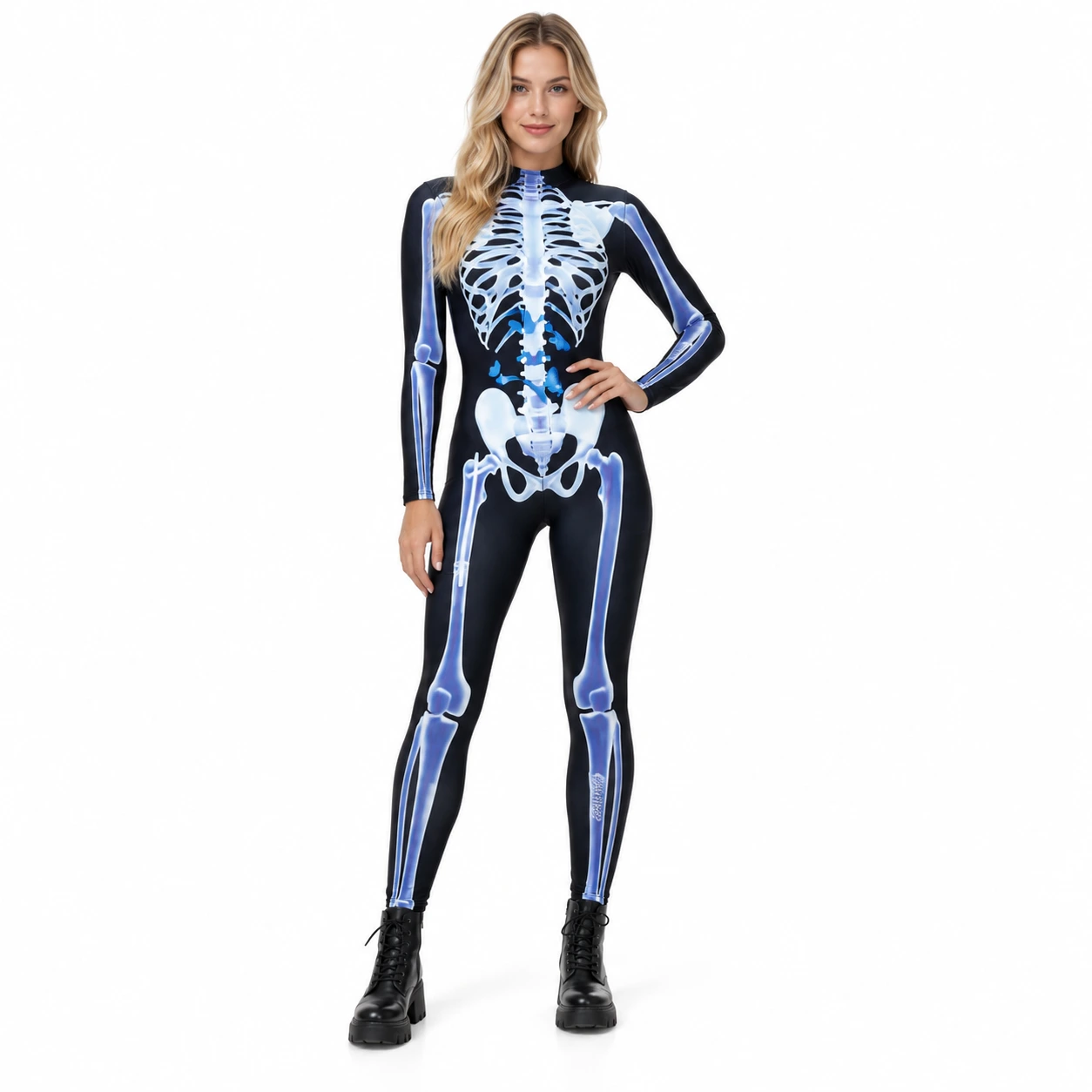 Jumpsuit dam skelett – helkroppsdräkt för Halloween