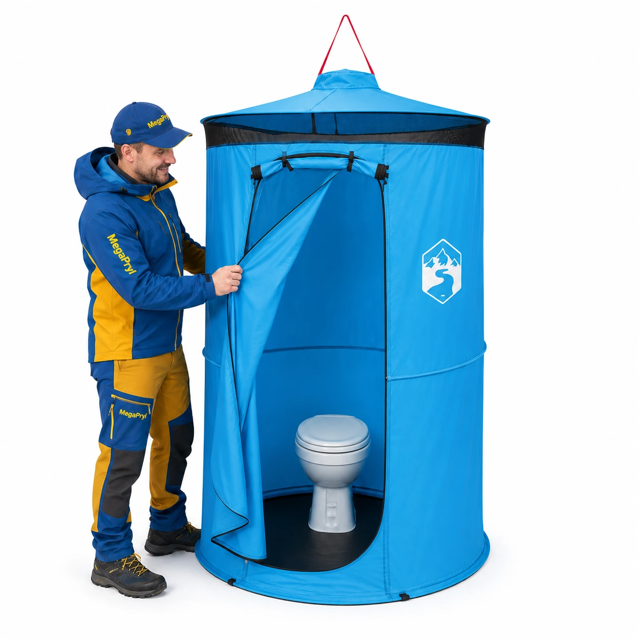 Pop up-toalettält för camping med bärväska