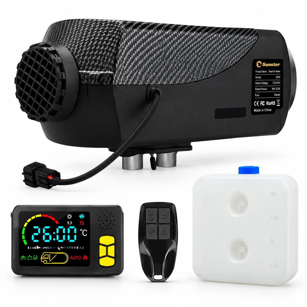Diesel-lämmitin matkailuautoon ja veneeseen, 2 kW, Bluetooth
