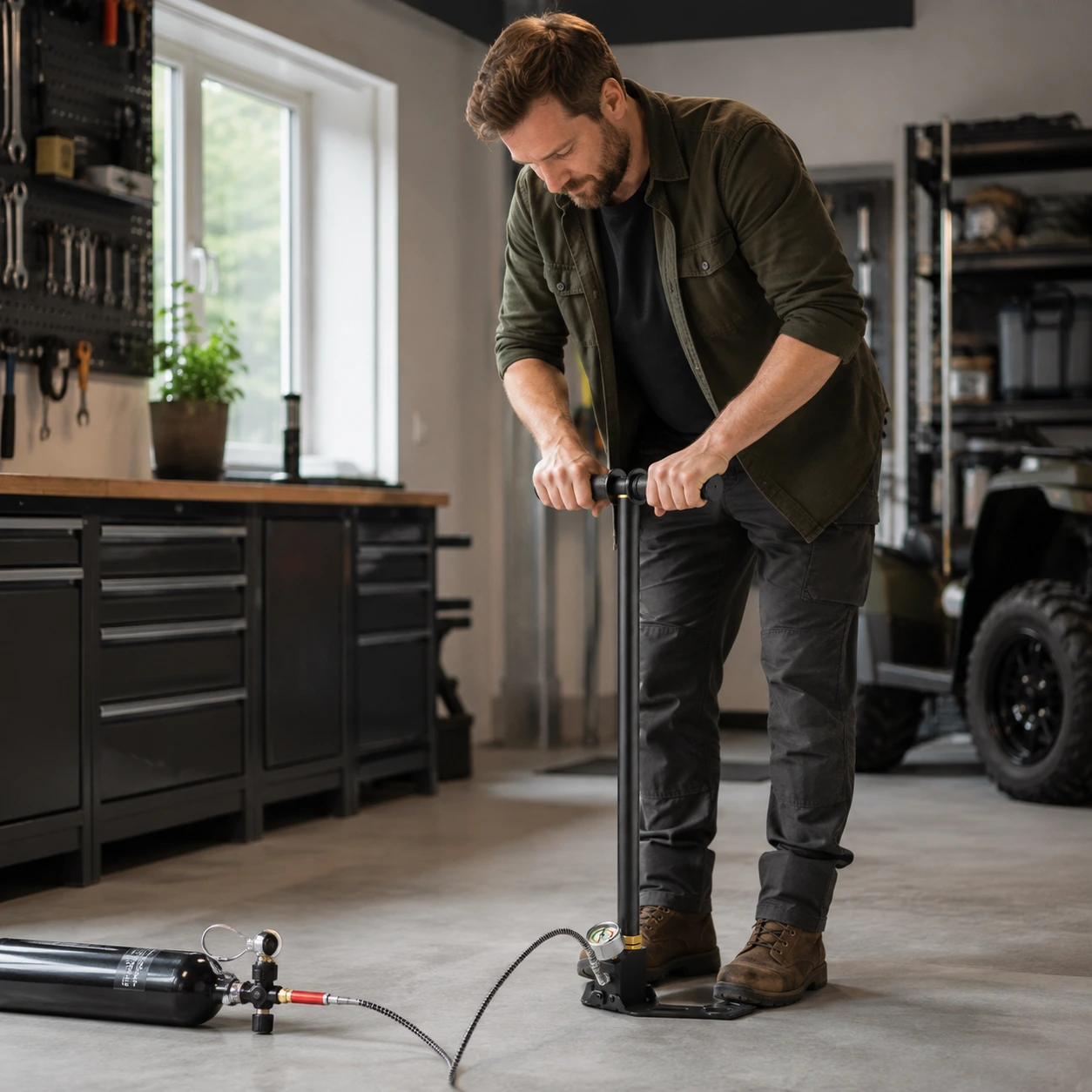 PCP handpump med tryckmätare 4500 PSI