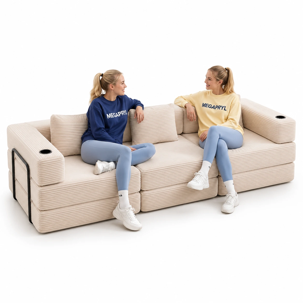 Modulsoffa i Manchester 3-Sits Bäddsoffa med Mugghållare