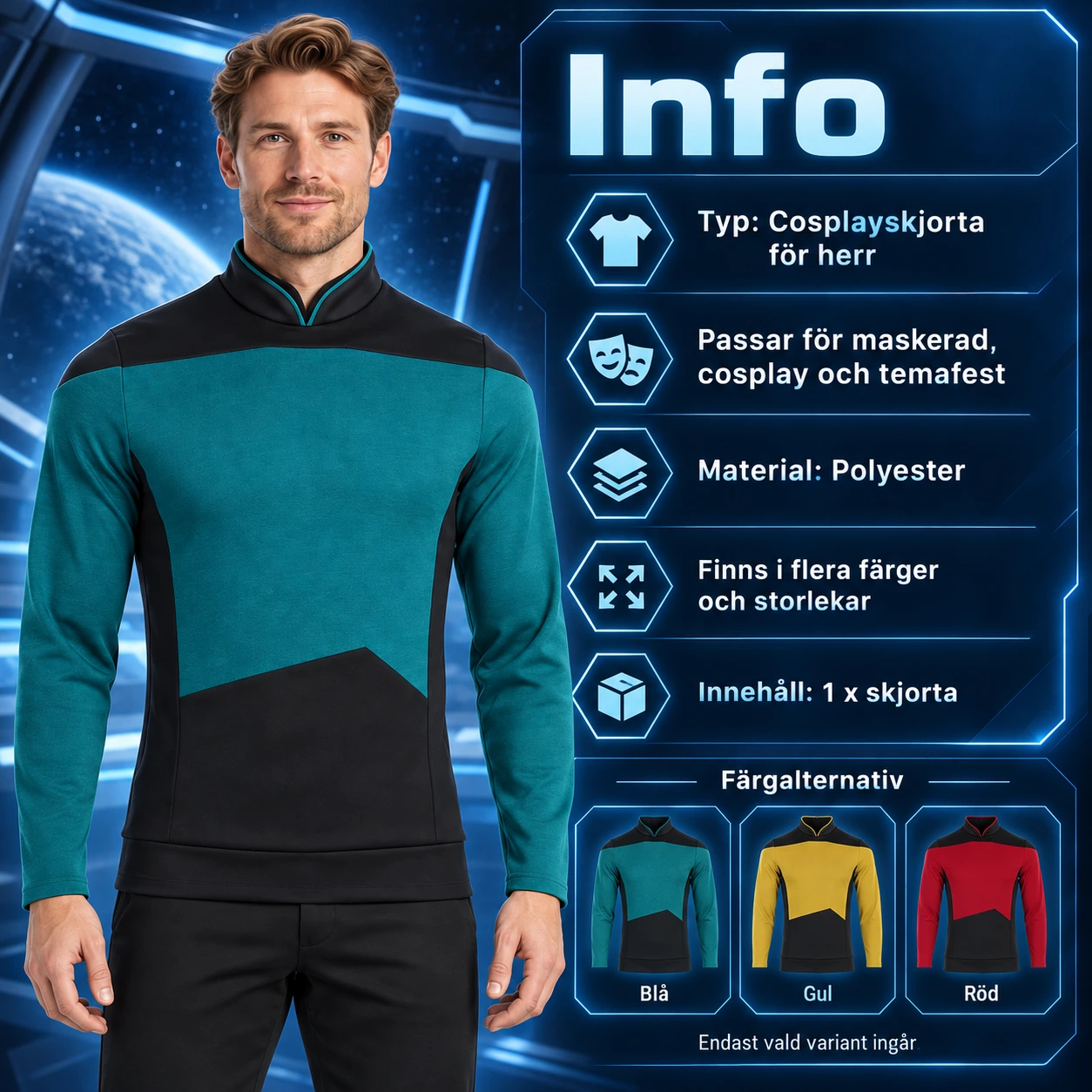 Sci-fi-avaruuslaivaston univormupaita väriblokeilla