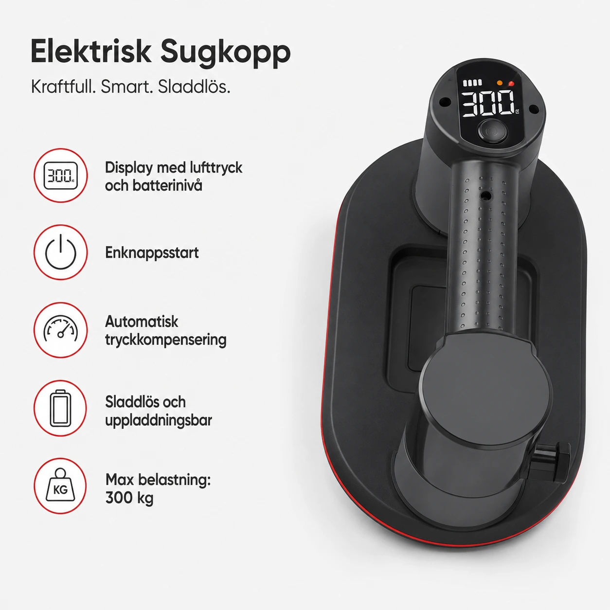 Elektrisk Sugkopp för Glas och Kakel med Display