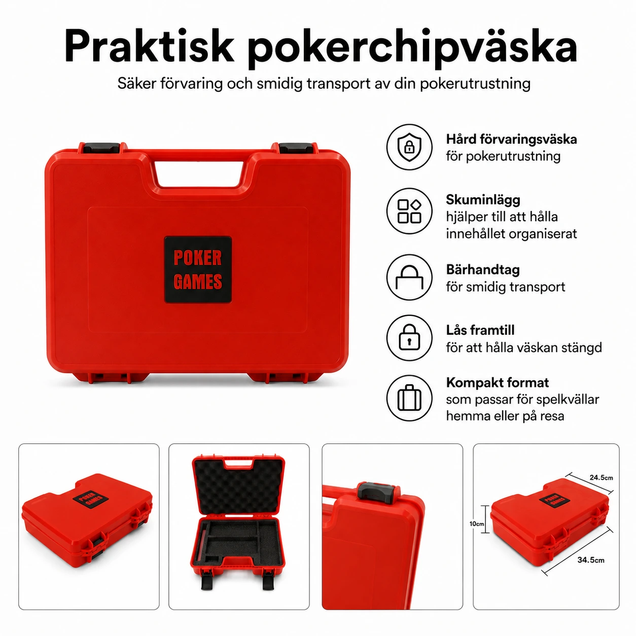 Pokerchipväska i hårdplast för pokerset