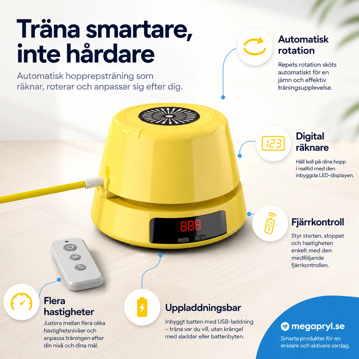 Hopprepsmaskin Elektrisk med Räknare och Fjärrkontroll