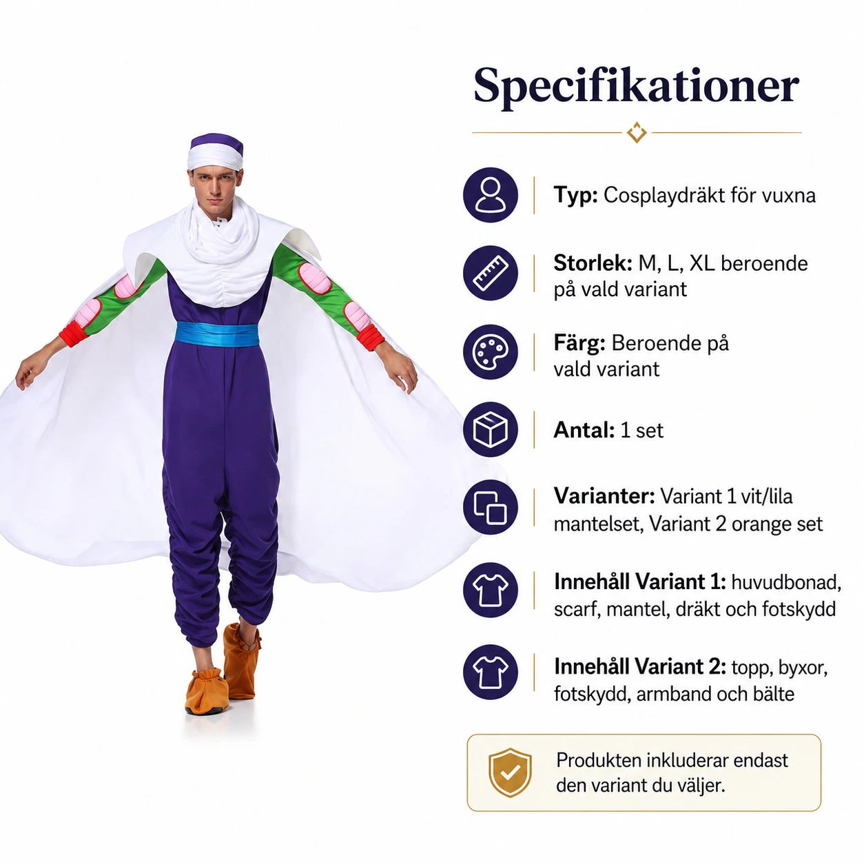 Anime cosplaydräkt för vuxna med valbara set