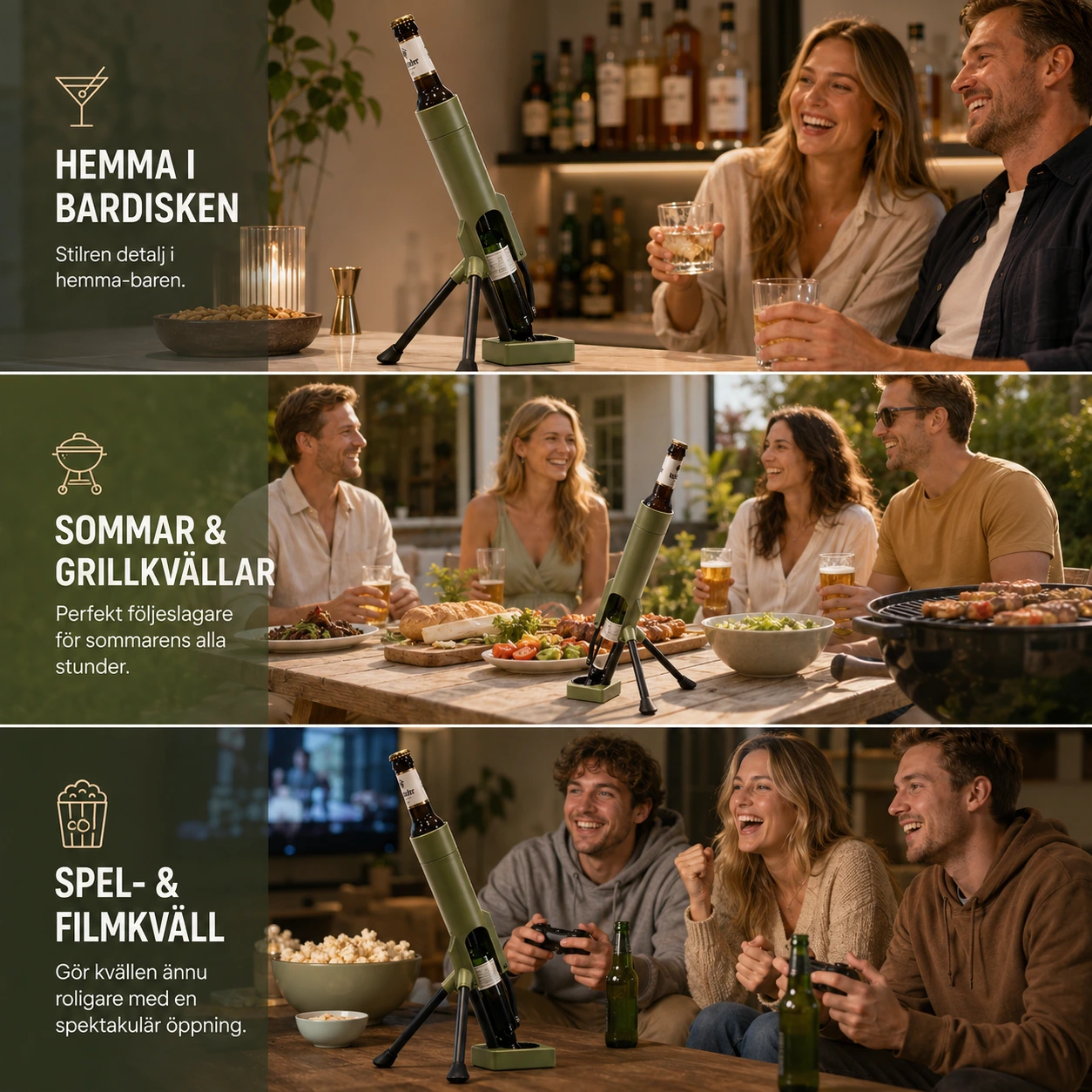 Flasköppnare Kapsylkastare – Grön Bordsmodell