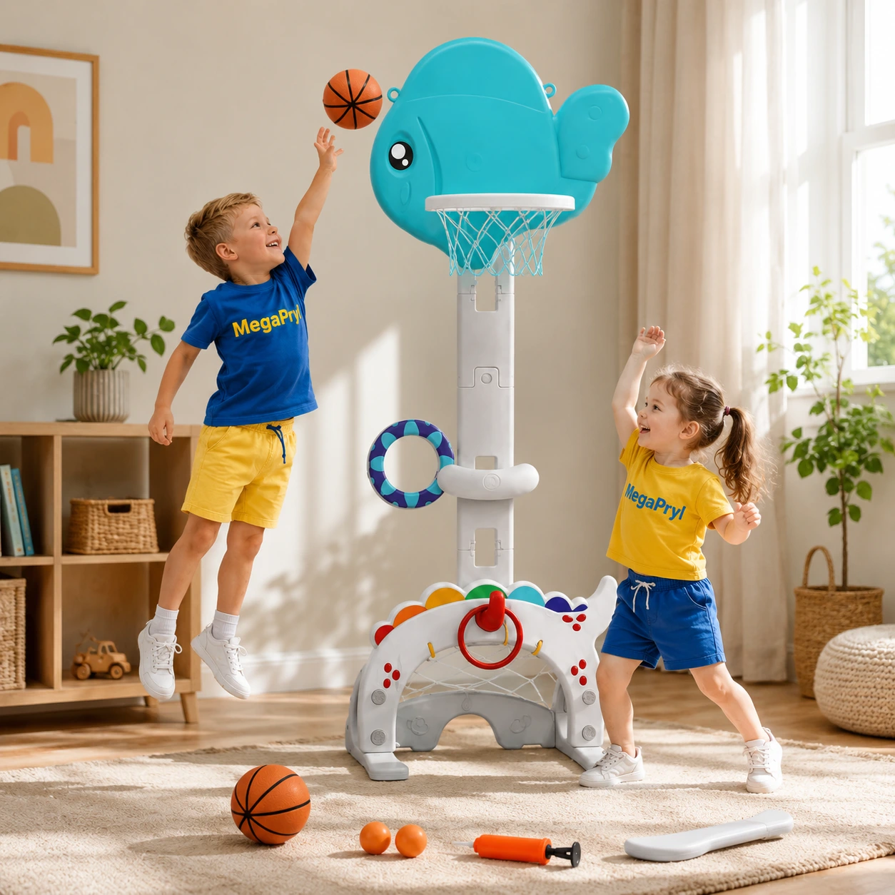 Justerbar barnbasket med 5-i-1 spel