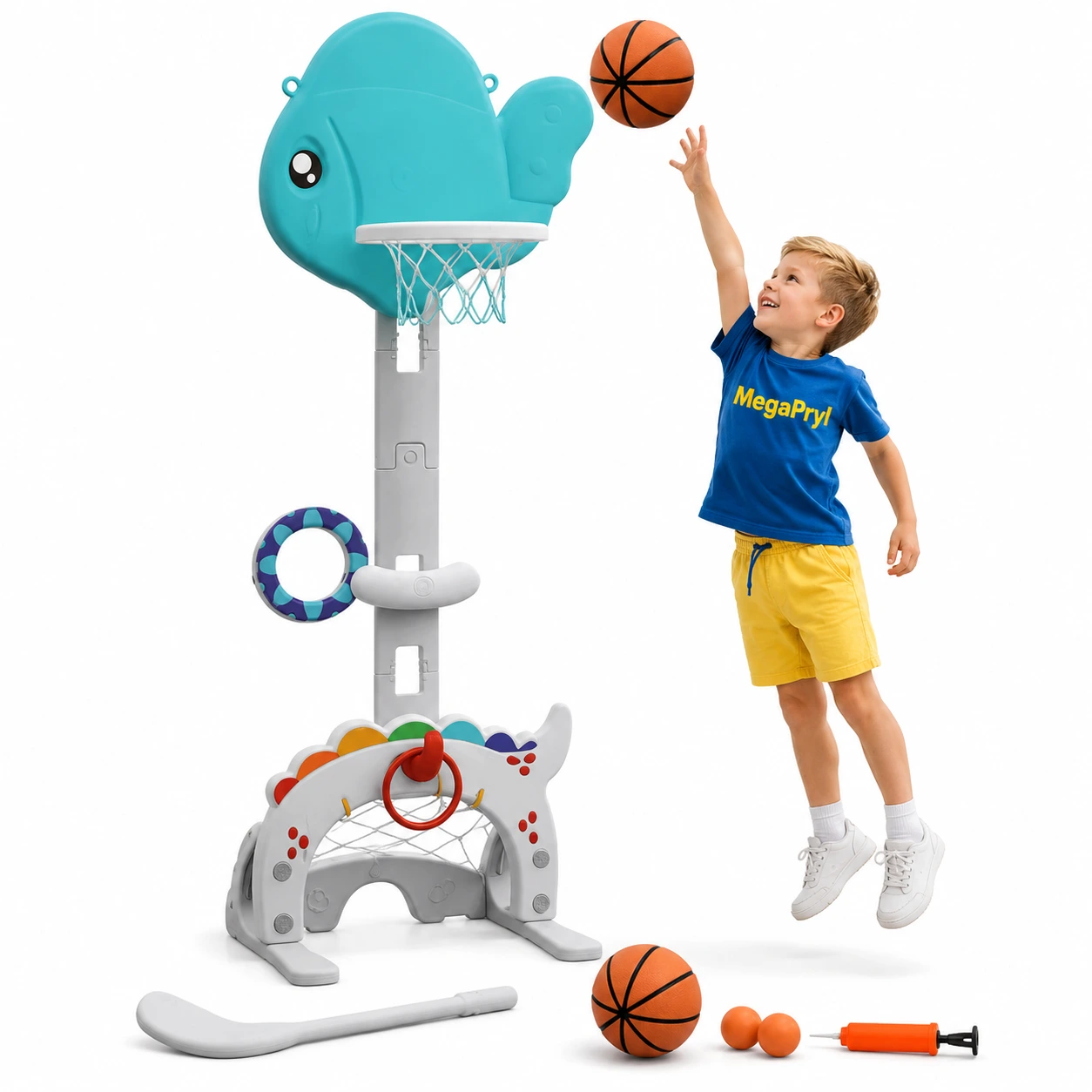 Justerbar barnbasket med 5-i-1 spel