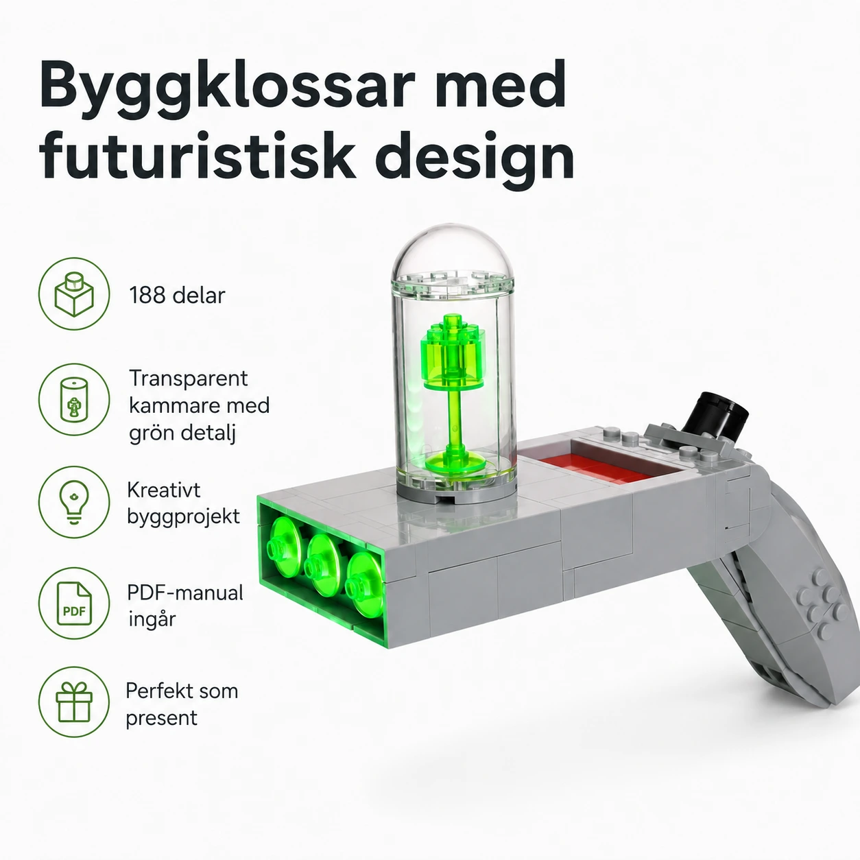 Byggklossar med futuristisk pistolmodell, 188 delar