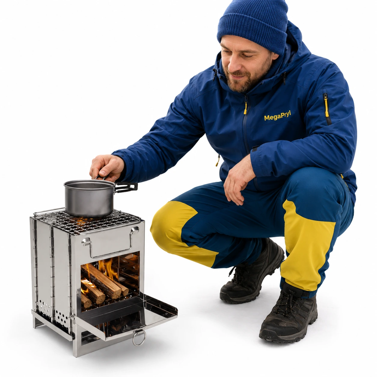 Portabel Grill i Rostfritt Stål Vikbar med Grillgaller