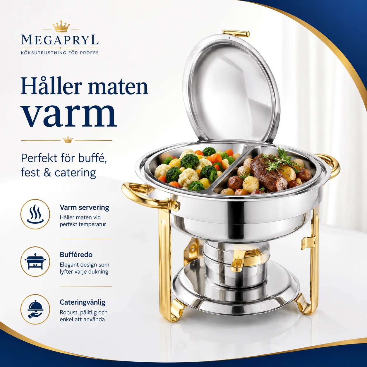 Chafing Dish Buffetvärmare i Rostfritt Stål