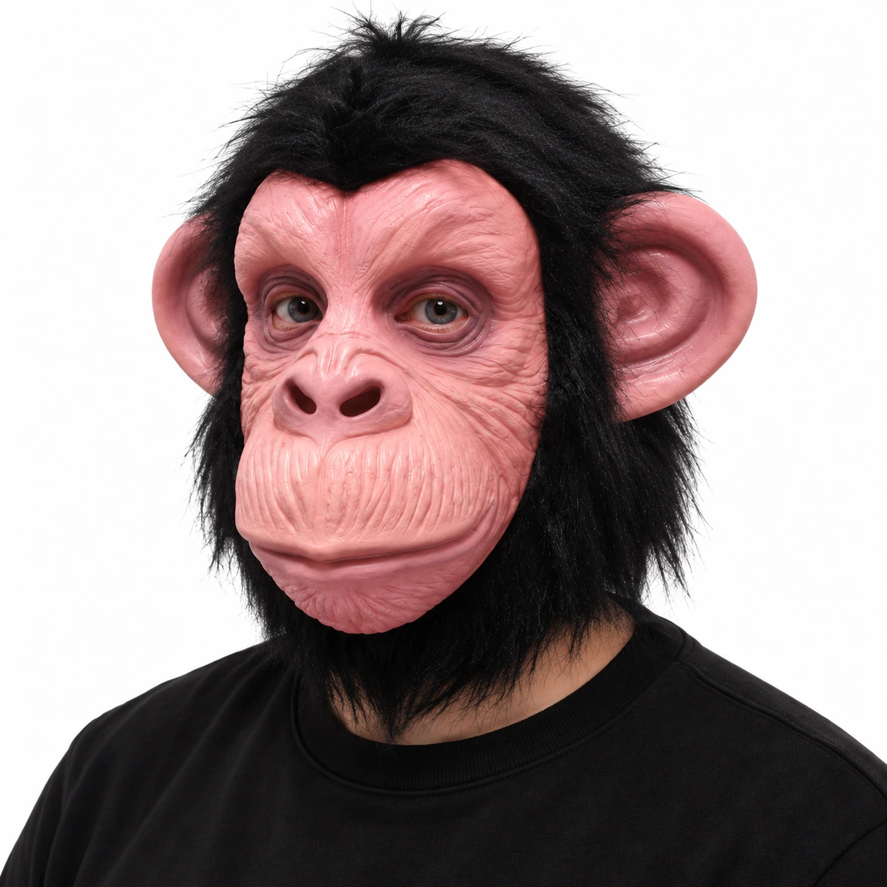 Mask apa i latex med svart hår