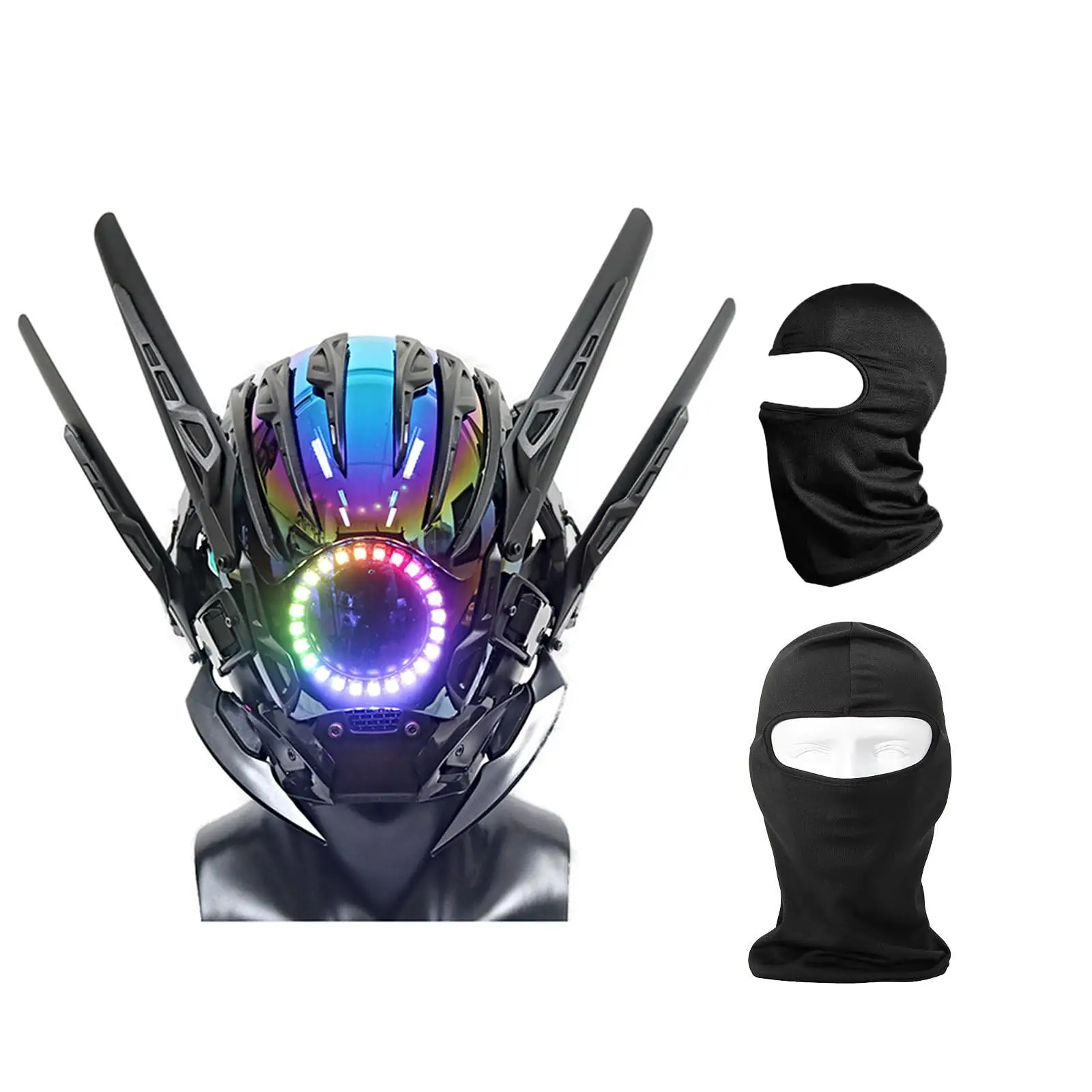 Samurajhjälm med LED - Futuristisk Cosplay