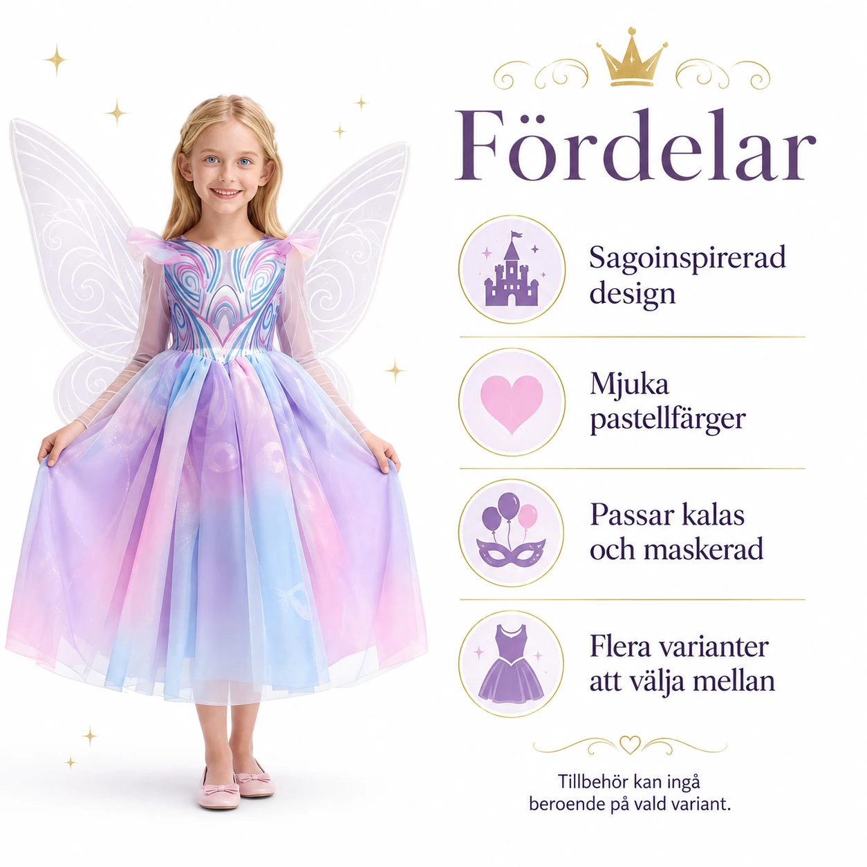 Sagoklänning för barn i pastellfärger