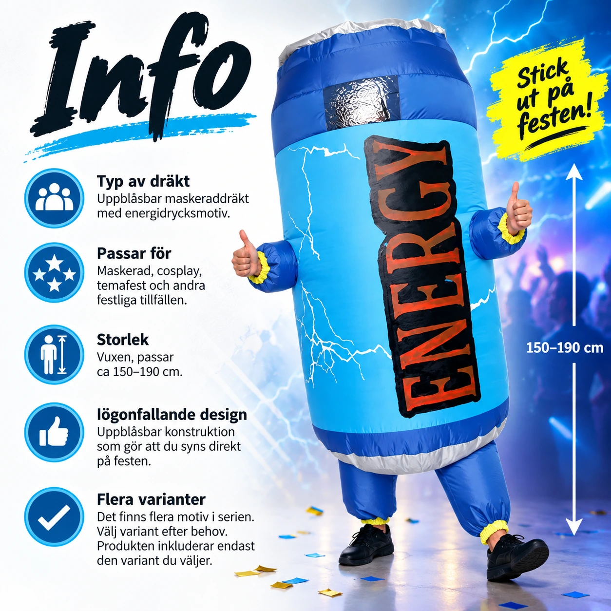 Uppblåsbar Energidrycksburk Kostym för Vuxna