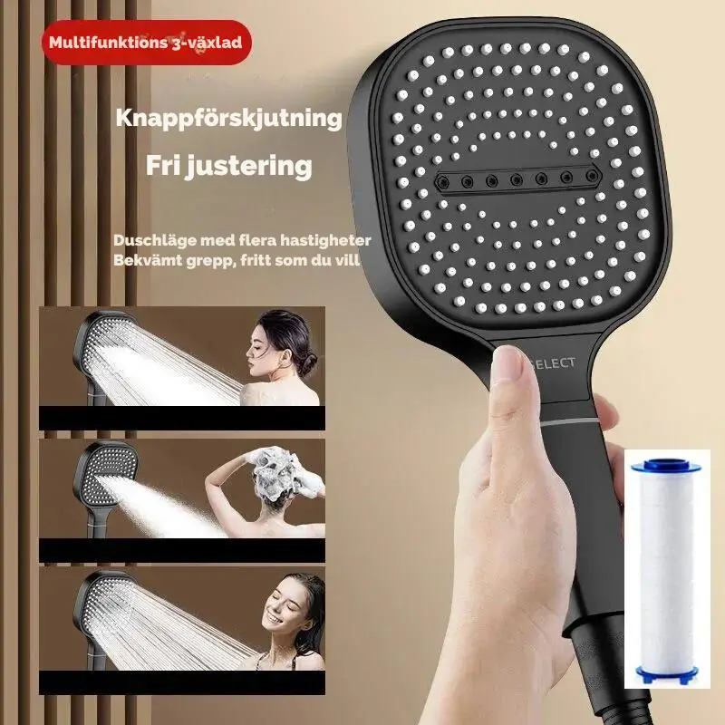Duschmunstycke 13 cm - 3 Lägen och Högtryck 3