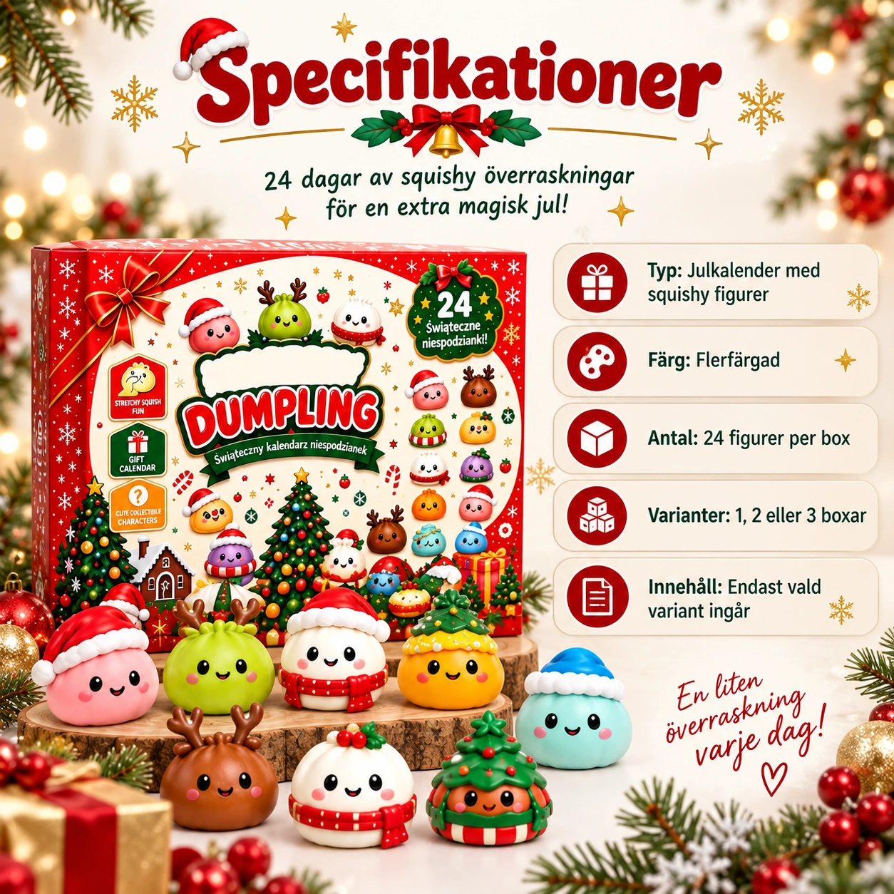 Joulukalenteri squishy-hahmoilla ja yllätyksillä