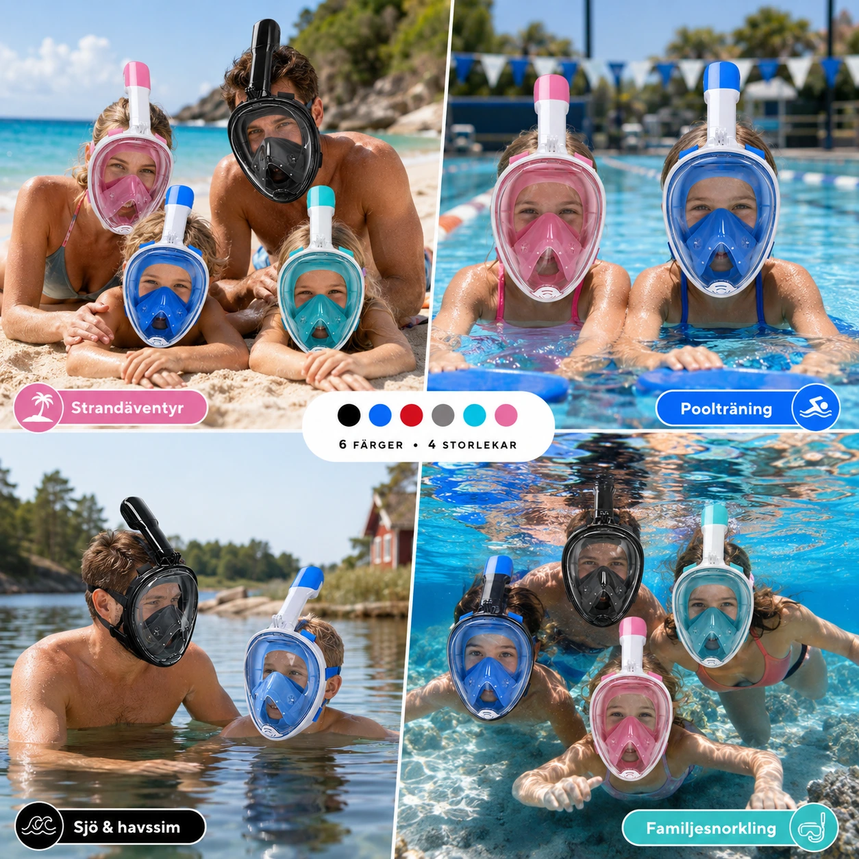 Snorkelmask Helmask – 180° Panoramavy för Barn & Vuxna