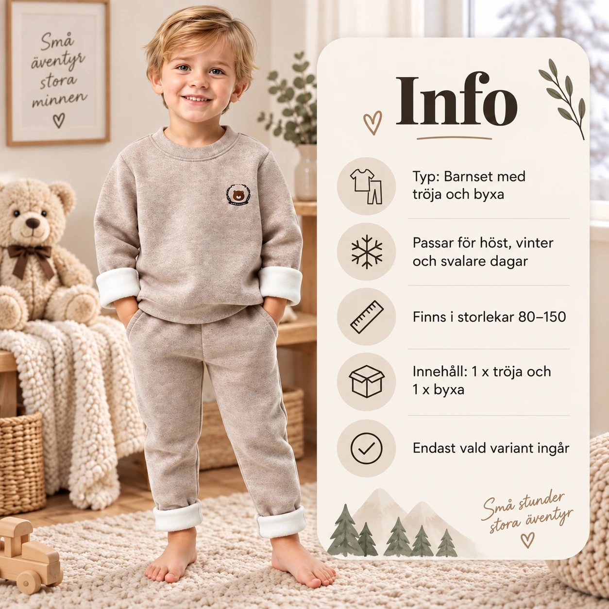Lasten kaksiosainen syys- ja talviasu, yläosa ja housut