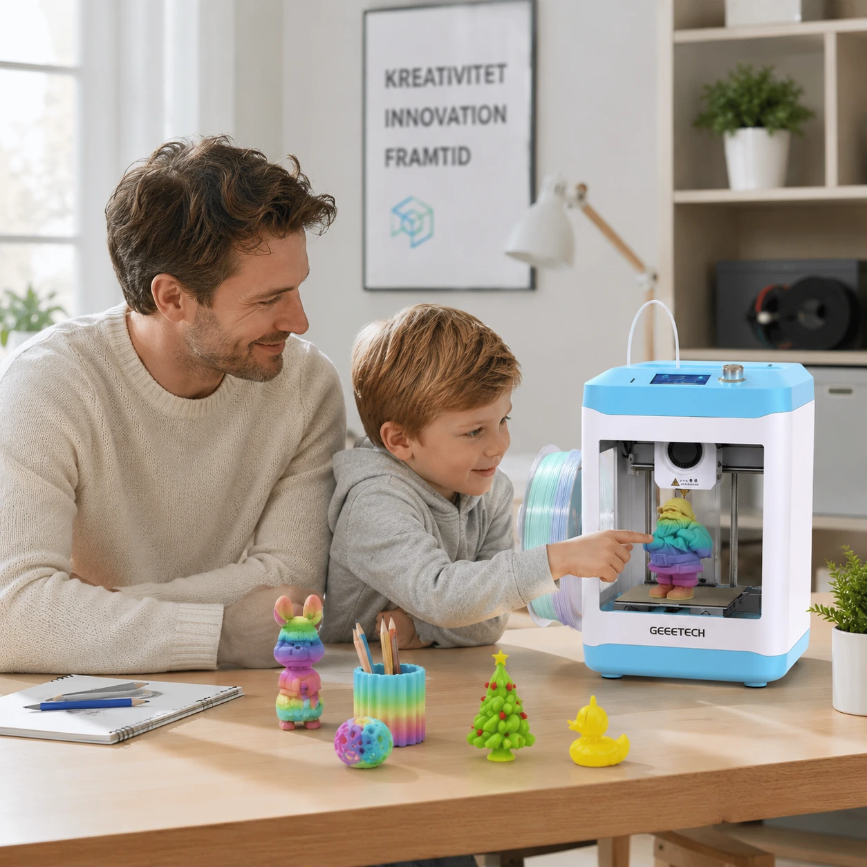 Kompakt 3D-skrivare med automatisk nivåjustering
