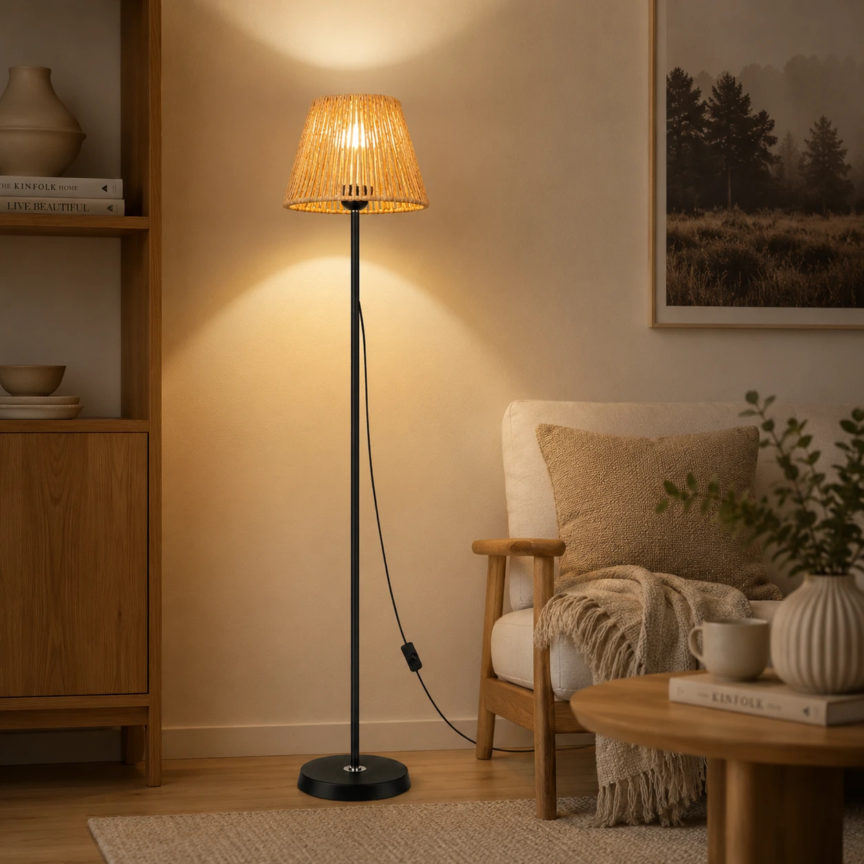Rotting Golvlampa 140 cm E27 i Naturfärgad Design