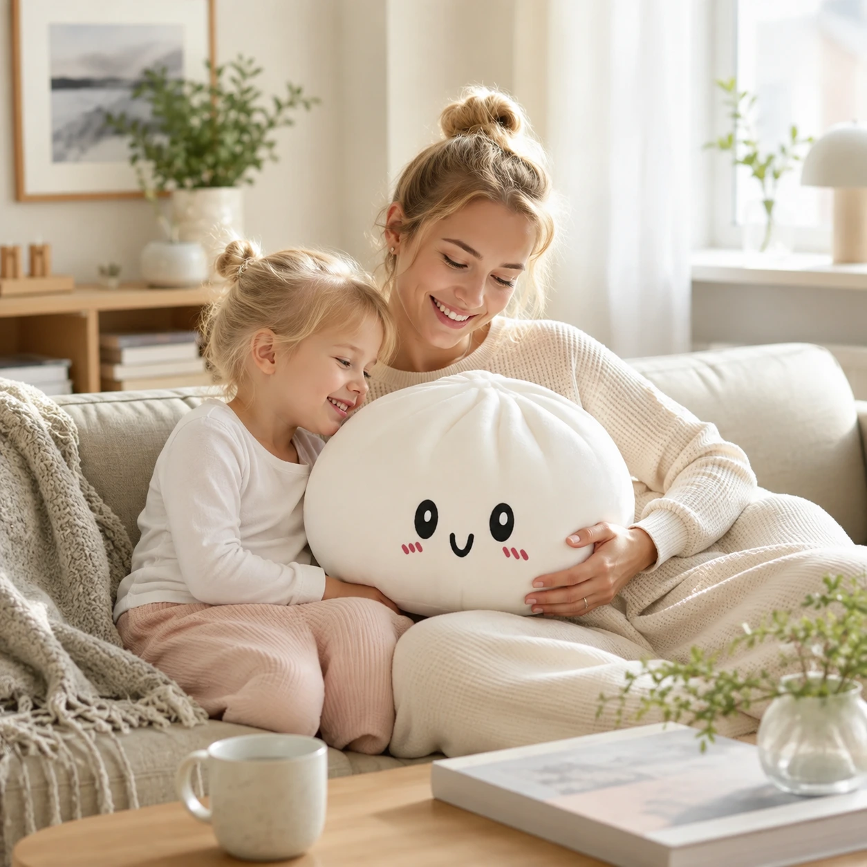 Gosedjurskudde dumpling i plysch för soffa och säng