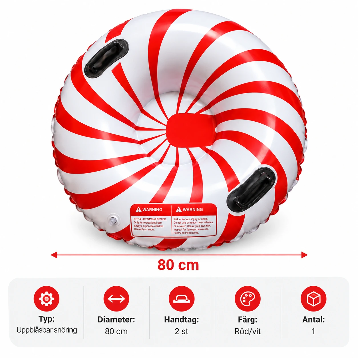 Snöring uppblåsbar snow tube med handtag