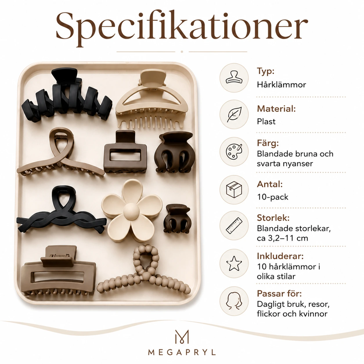 Hårklämmor i Bruna Nyanser