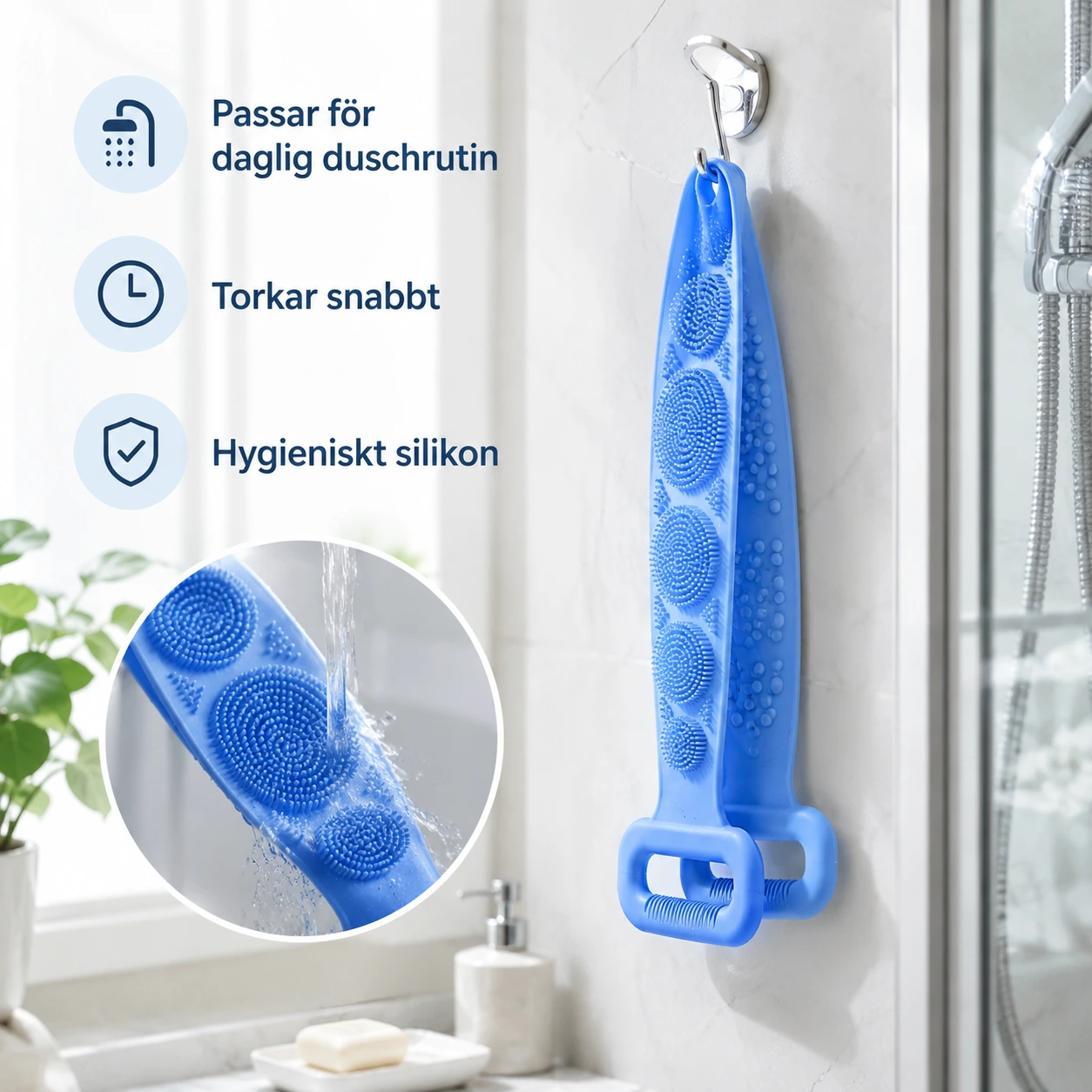 Silikon Ryggskrubb för Dusch
