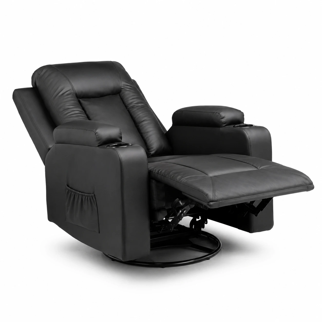Reclinerfåtölj Svart med Fotstöd och Gungfunktion