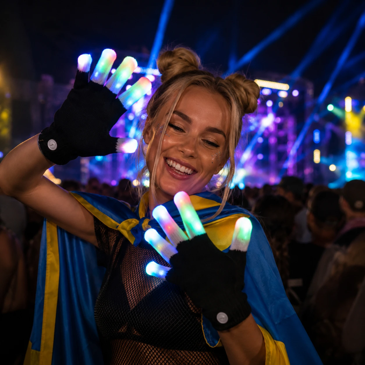 LED-handskar Flerfärgade för Party och Rave
